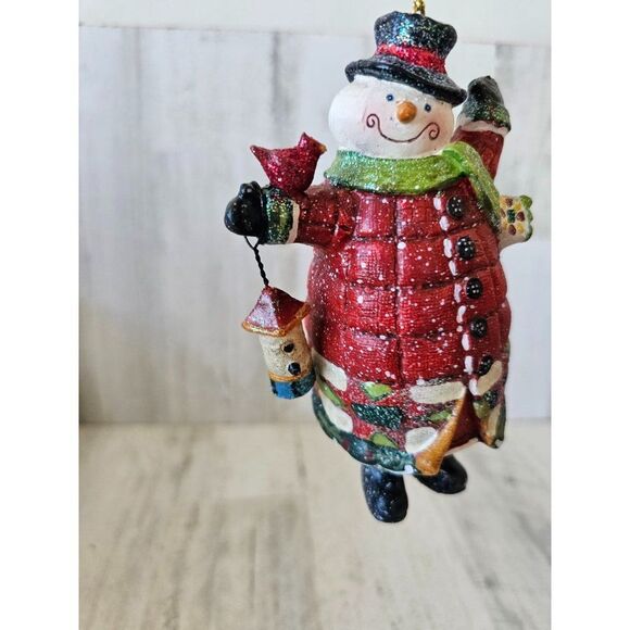 Jointed snowman birdhouse Cardinal red ornament Xmas tree - Picture 5 of 8